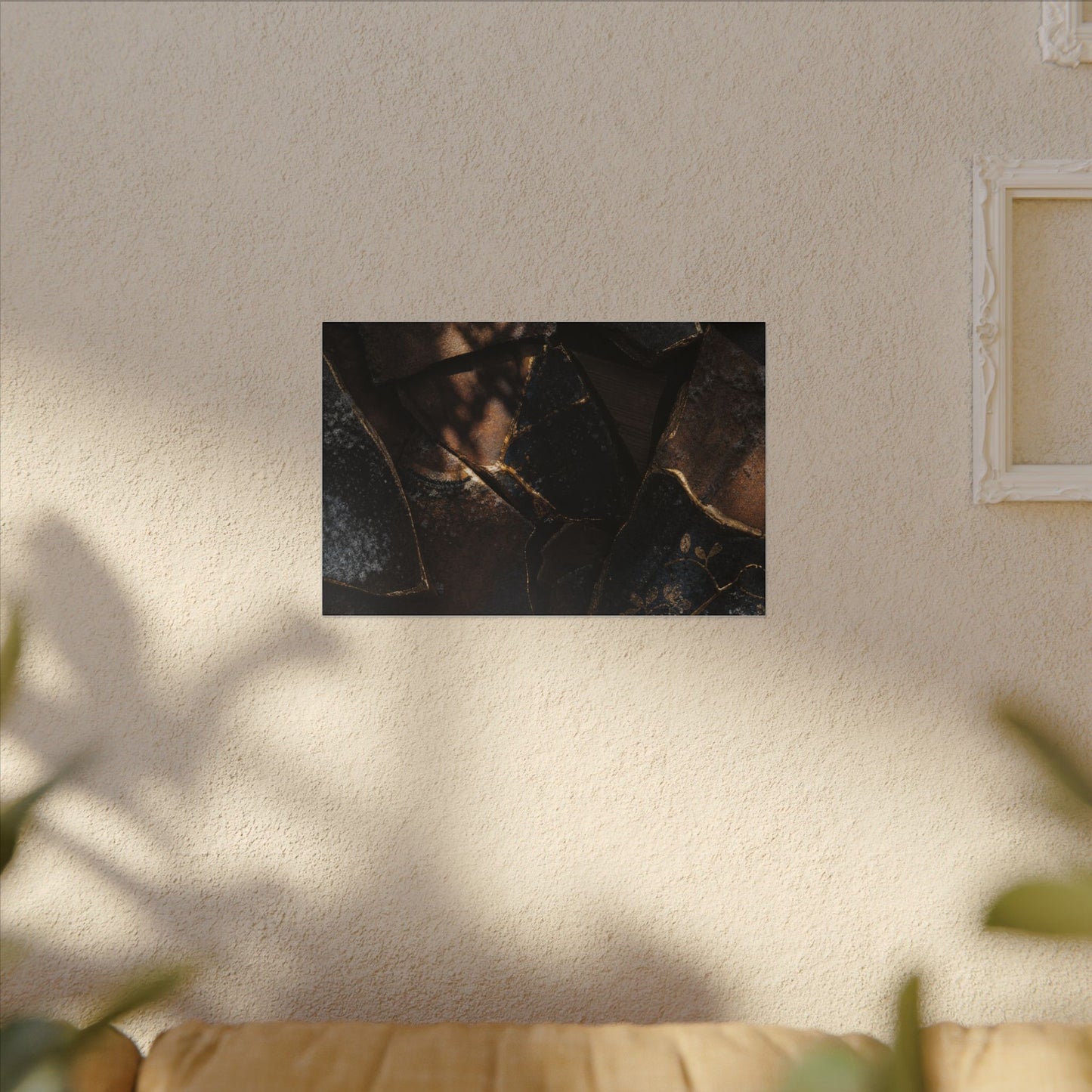 Fukinsei Broken Pottery Canvas Art - Dark Japandi Dark Texture
