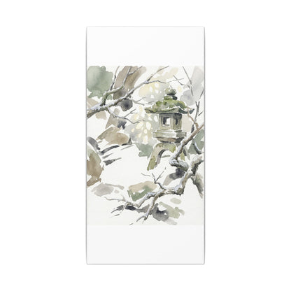 Elegant Stone Lantern Canvas Art - Watercolor Japandi