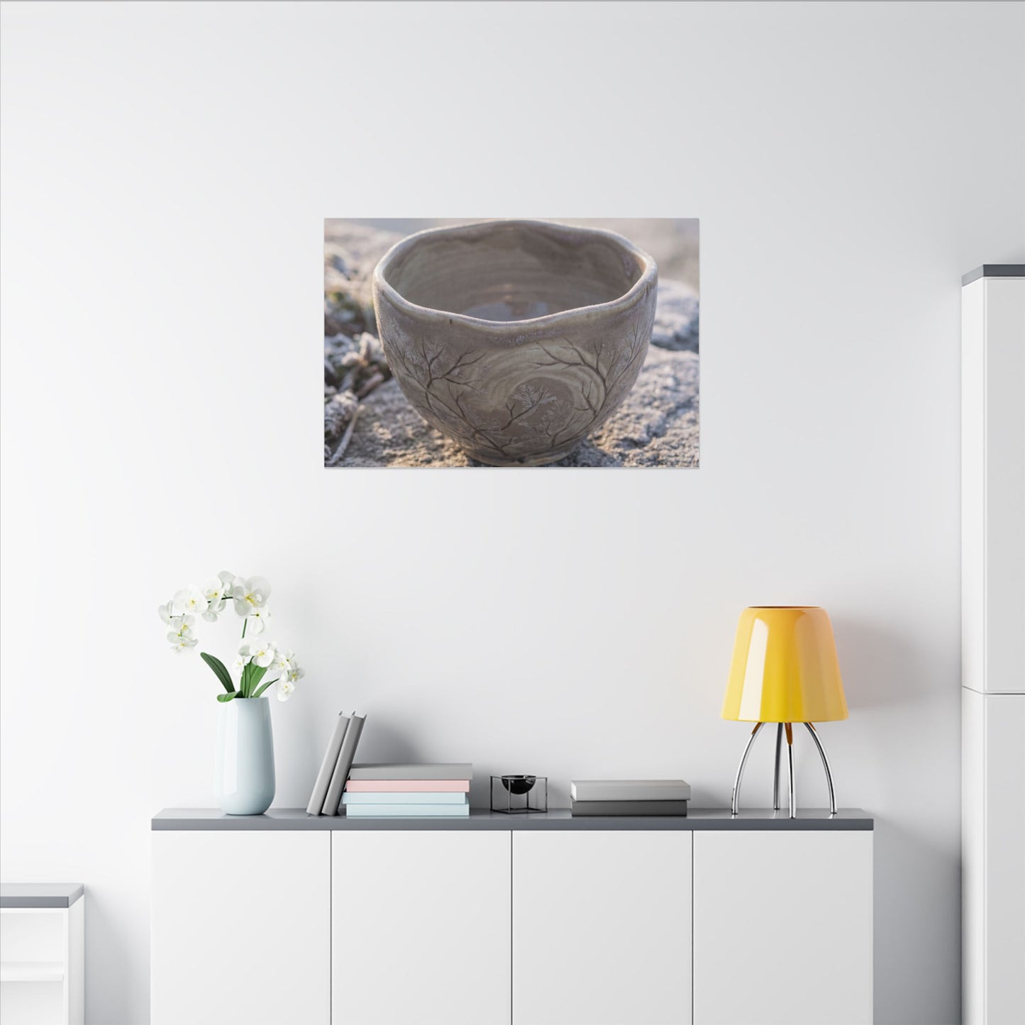 Seijaku Ceramic Bowl Canvas Art - Japandi Japanese Pattern