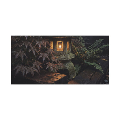 Moody Moonlit Garden Canvas Art - Shadow Zen Dark Japandi