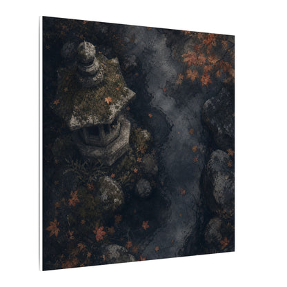 Stone Lantern Canvas Art | Autumn Japandi Texture Art