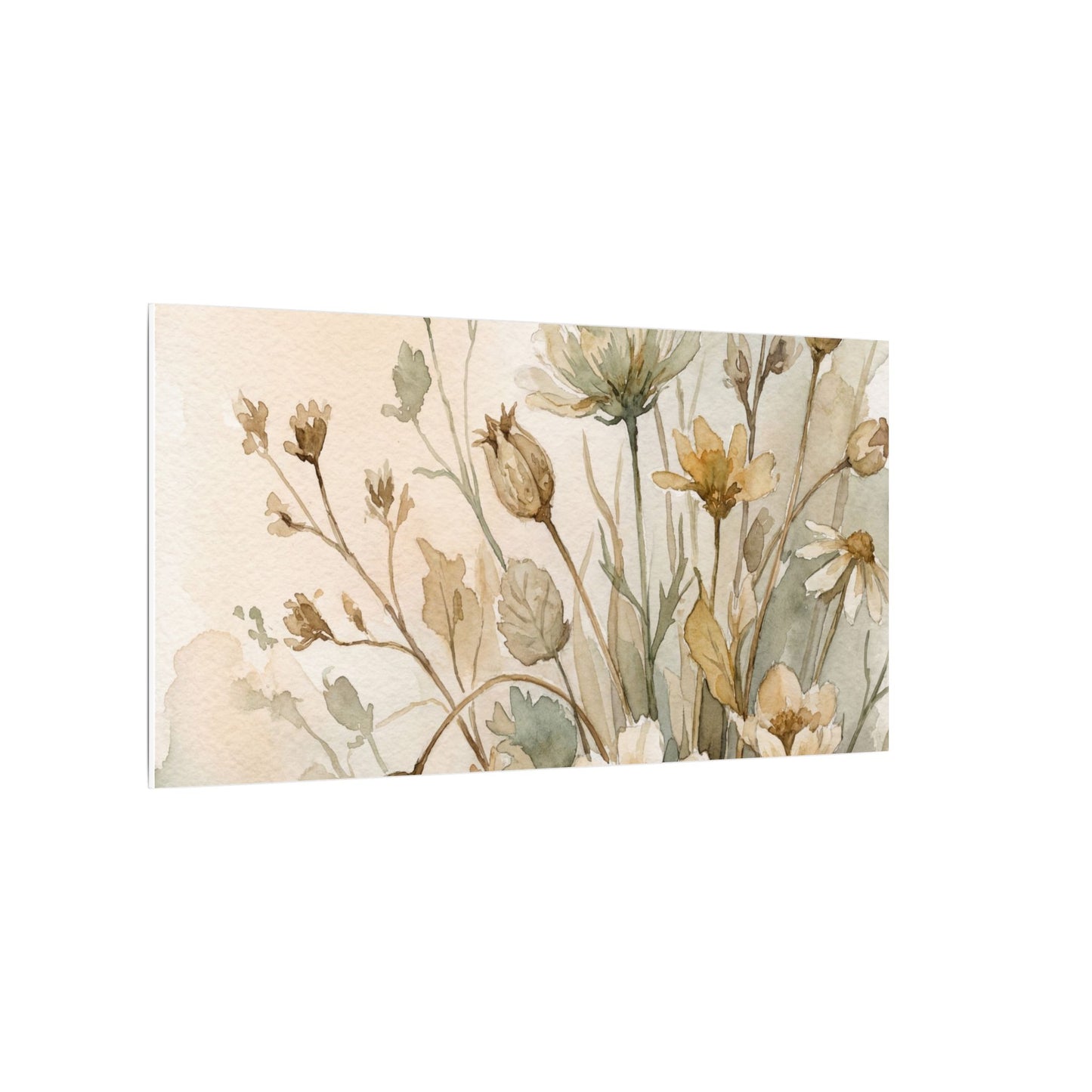 Summer Dried Flowers Watercolor Canvas Art | Elegant Decor