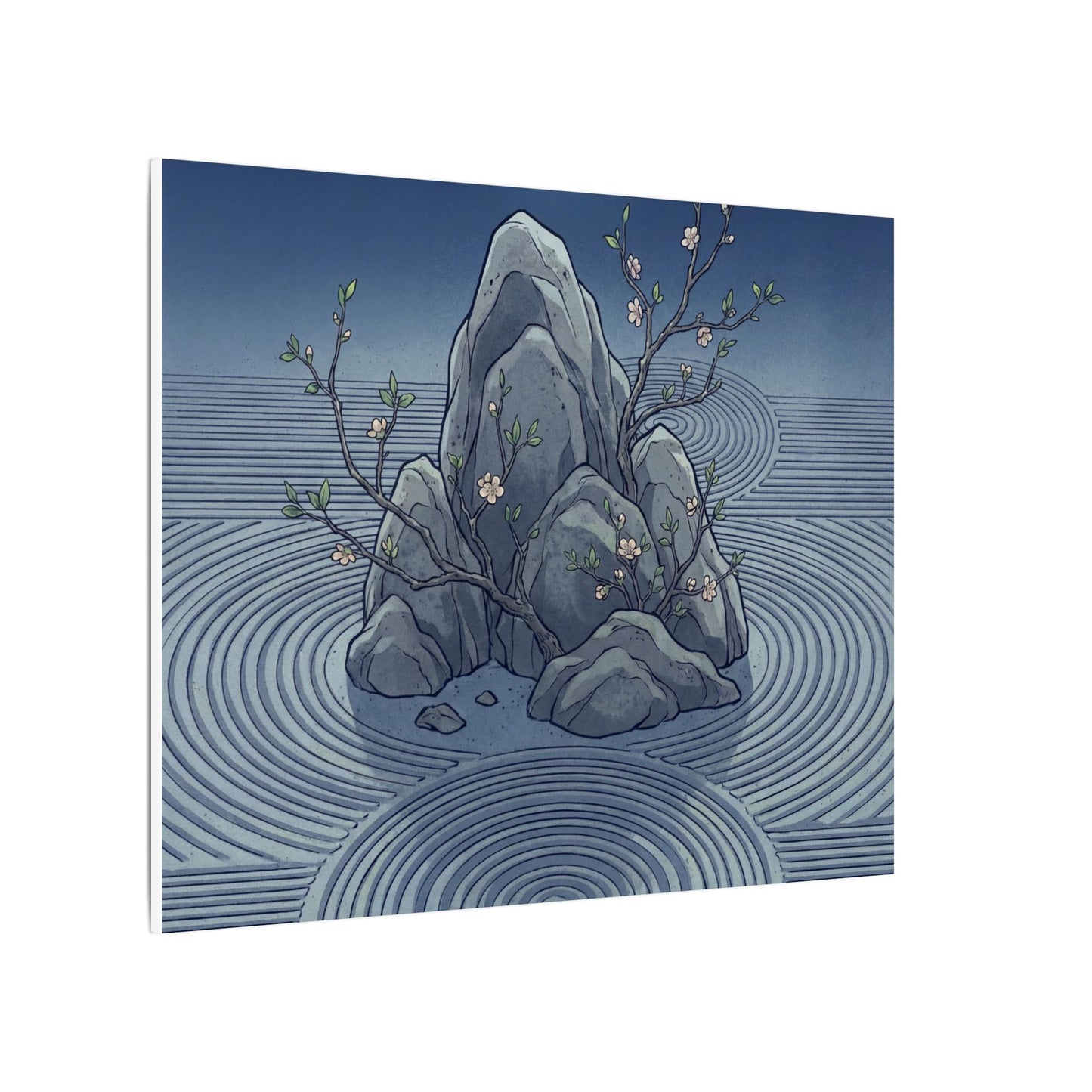 Spring Rock Garden Ukiyo E Inspired Canvas Art | Tranquil Decor