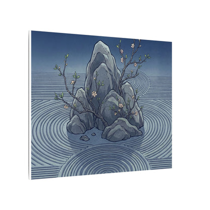 Spring Rock Garden Ukiyo E Inspired Canvas Art | Tranquil Decor