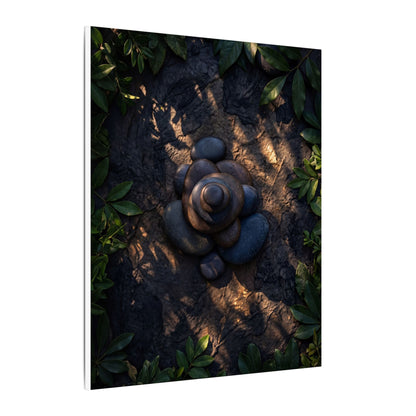 Ma River Stones Canvas Art - Dark Japandi Dark Texture