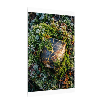 Artful Moss Close Up Canvas Art - Gold Repair Kintsugi