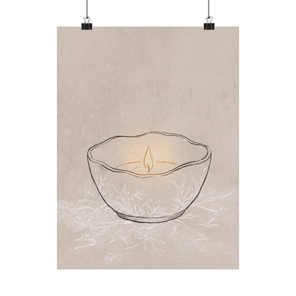 Ceramic Bowl Winter Wall Art Print | Japandi Warm Design Art Print