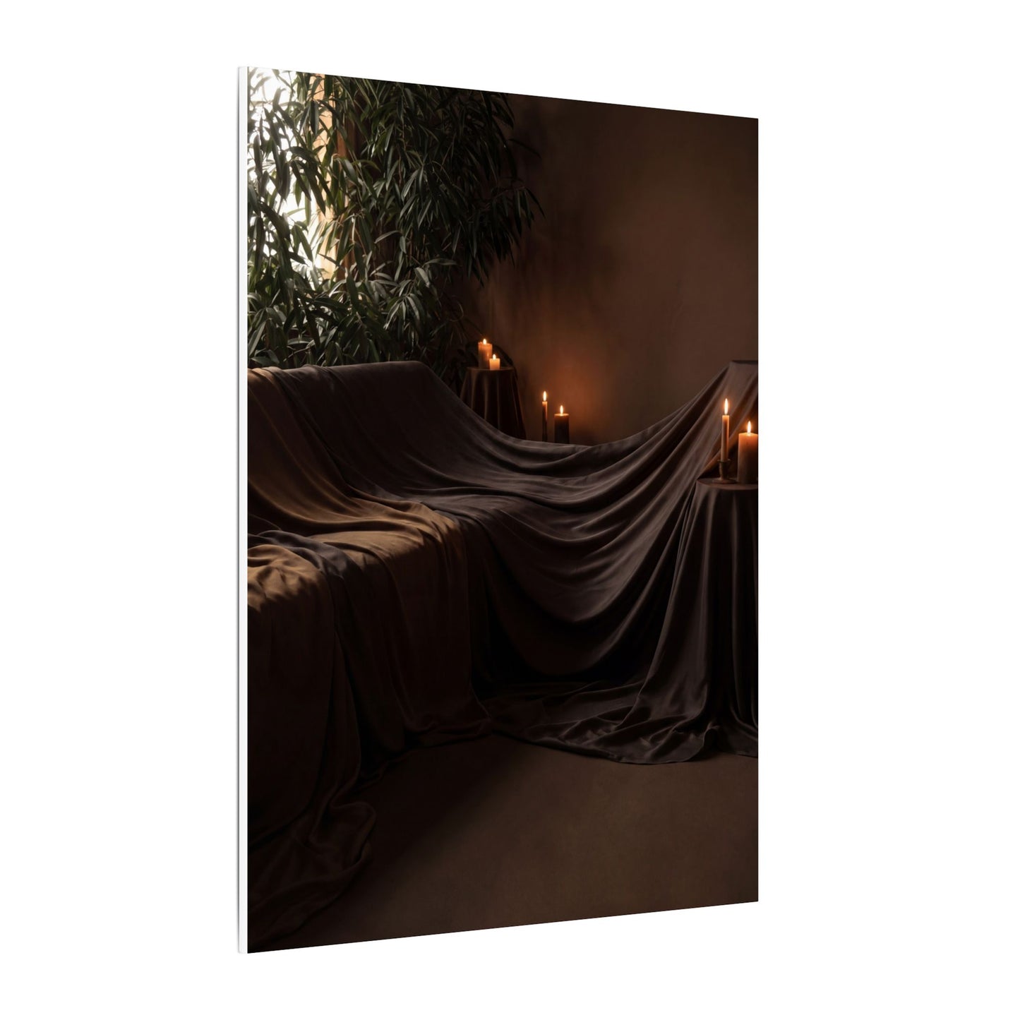 Candlelight Silk Drape Canvas Art - Dark Japandi Ma
