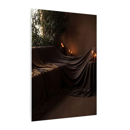 Candlelight Silk Drape Canvas Art - Dark Japandi Ma