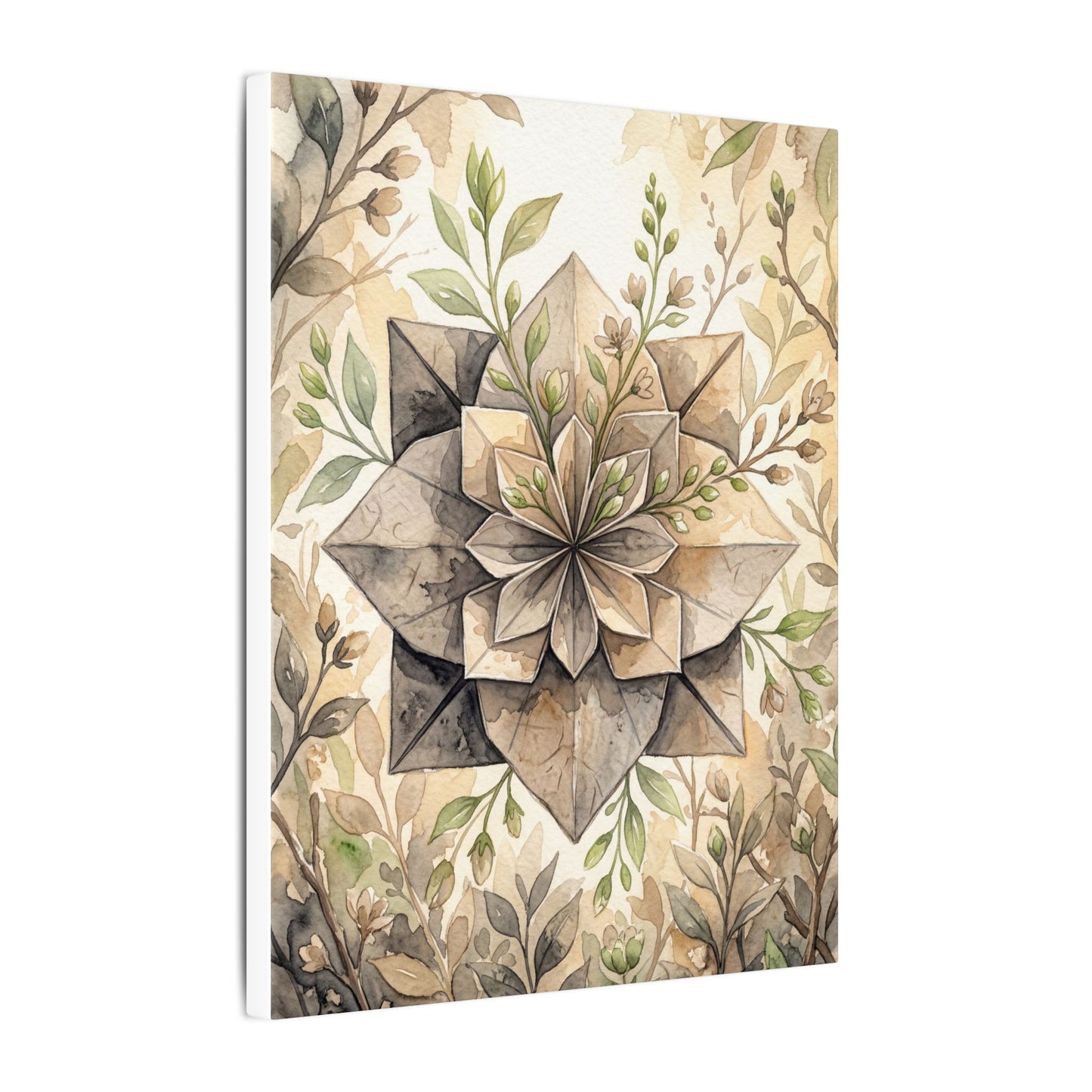 Warm Paper Fold Canvas Art - Watercolor Japandi