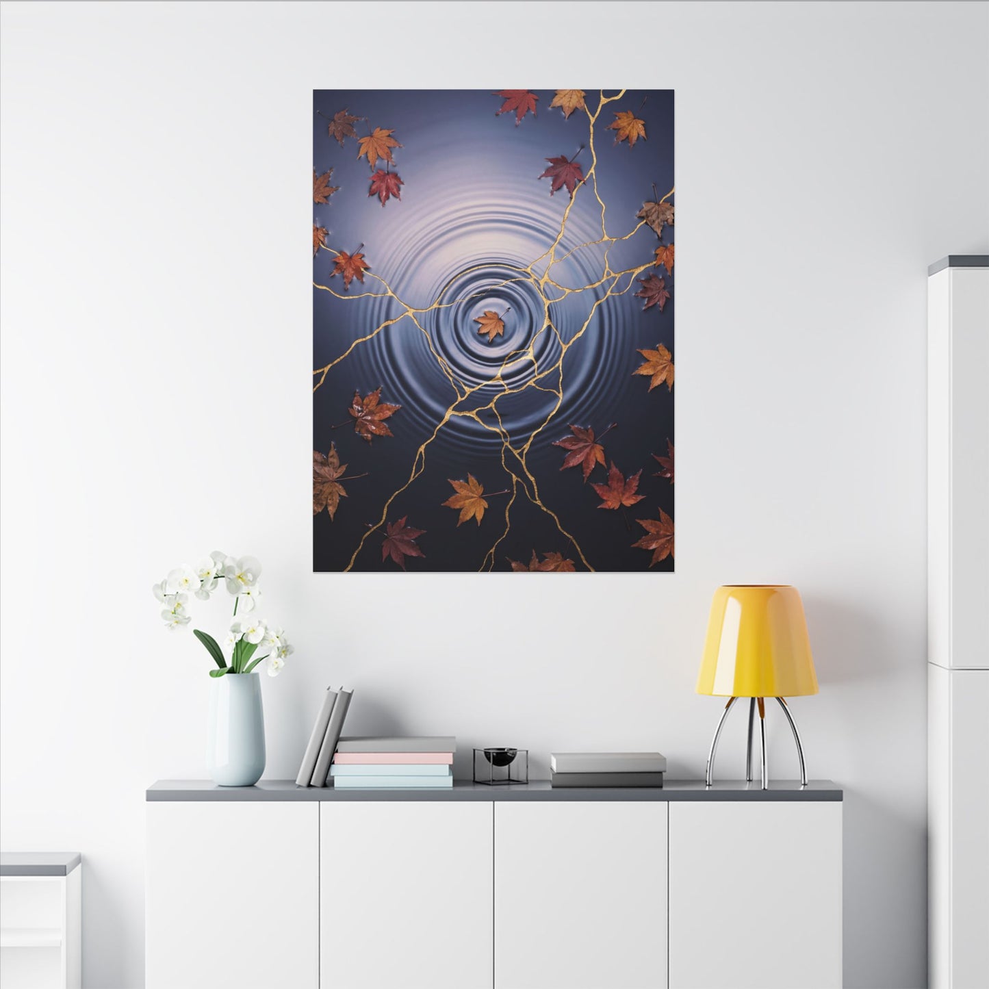 Kintsugi Water Ripple in Dawn | Gold Vein Canvas Art