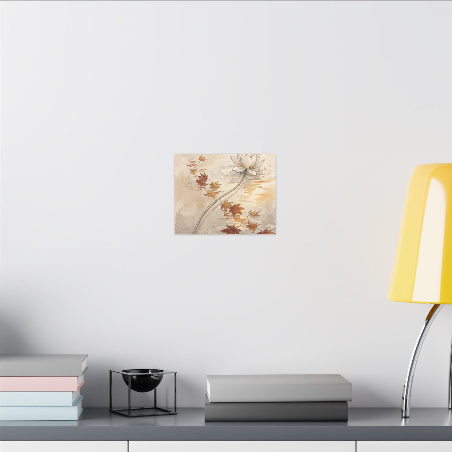 Lotus Flower Canvas Art | Autumn Japandi Minimal Line Art