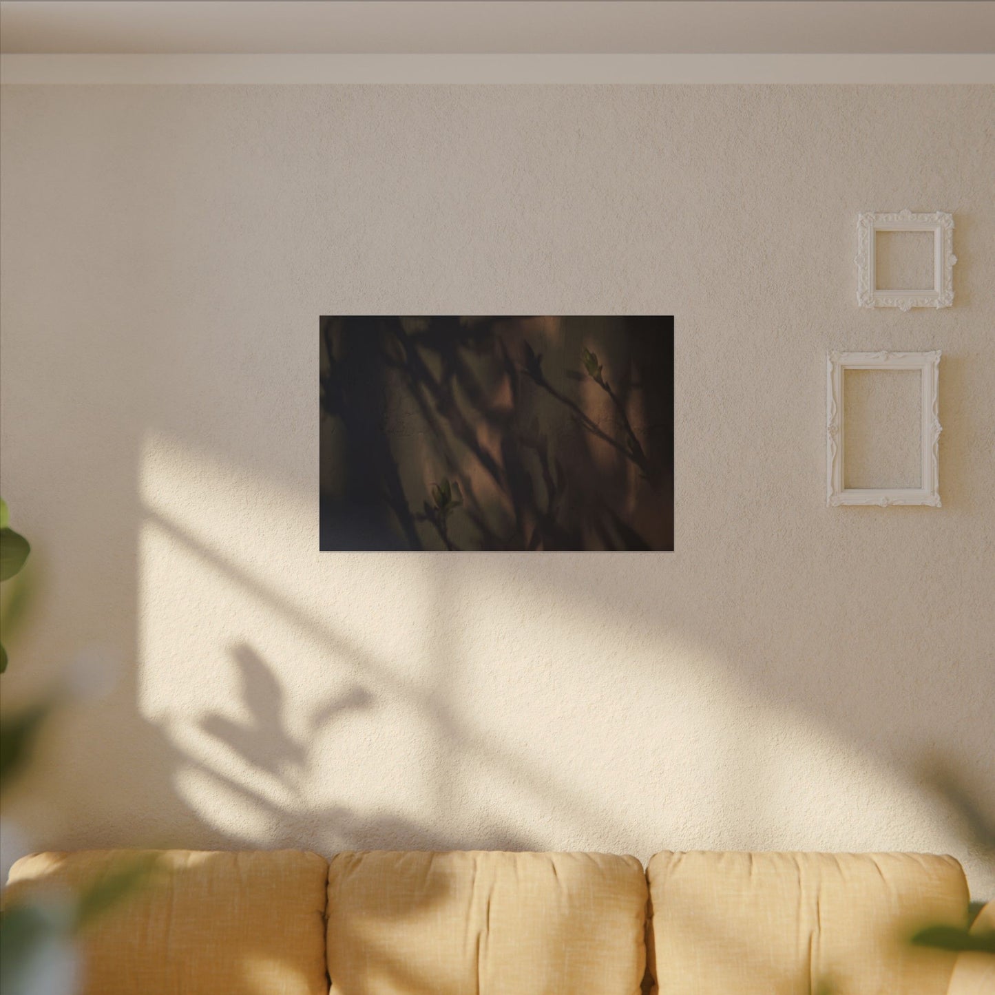 Candlelight Shadow Play Canvas Art - Dark Japandi Shibui
