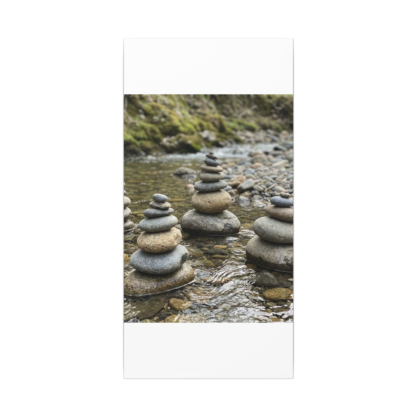 Zen River Stones in Dawn | Karesansui Canvas Art