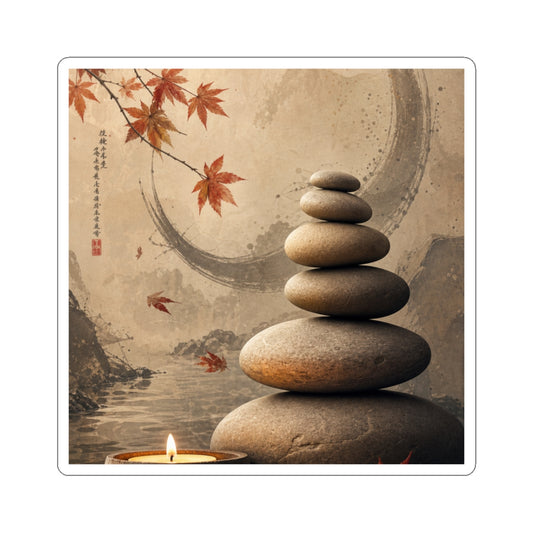 Autumn River Stones Japanese Pattern Sticker | Warm Decor