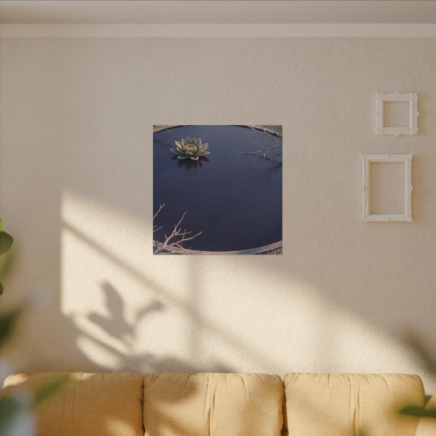 Lotus Flower Canvas Art | Winter Zen Karesansui Art
