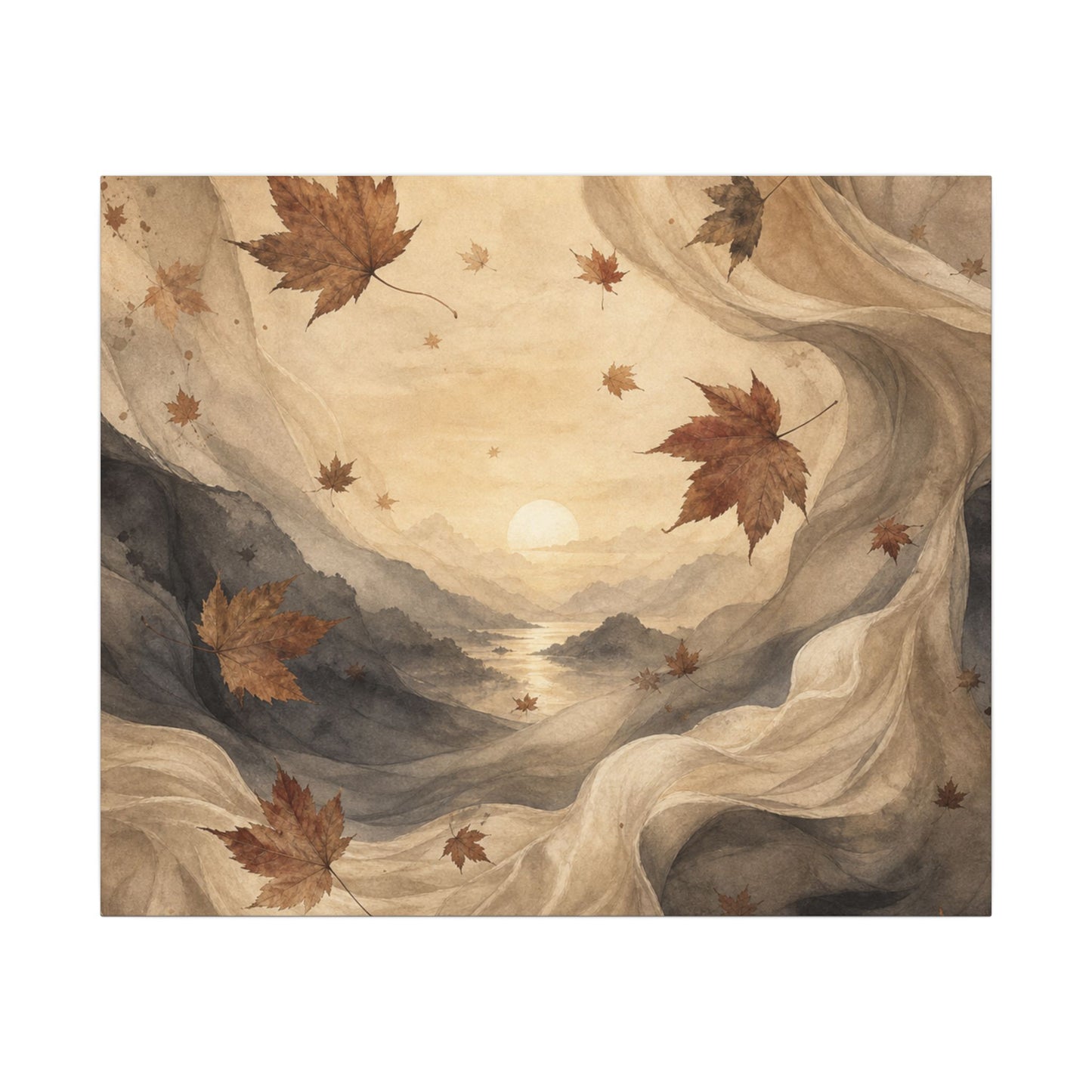 Autumn Silk Drape Watercolor Canvas Art | Earthy Decor