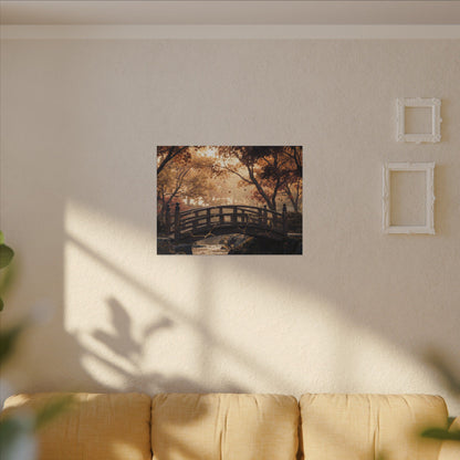 Autumn Wooden Bridge Gold Vein Canvas Art | Resilient Decor