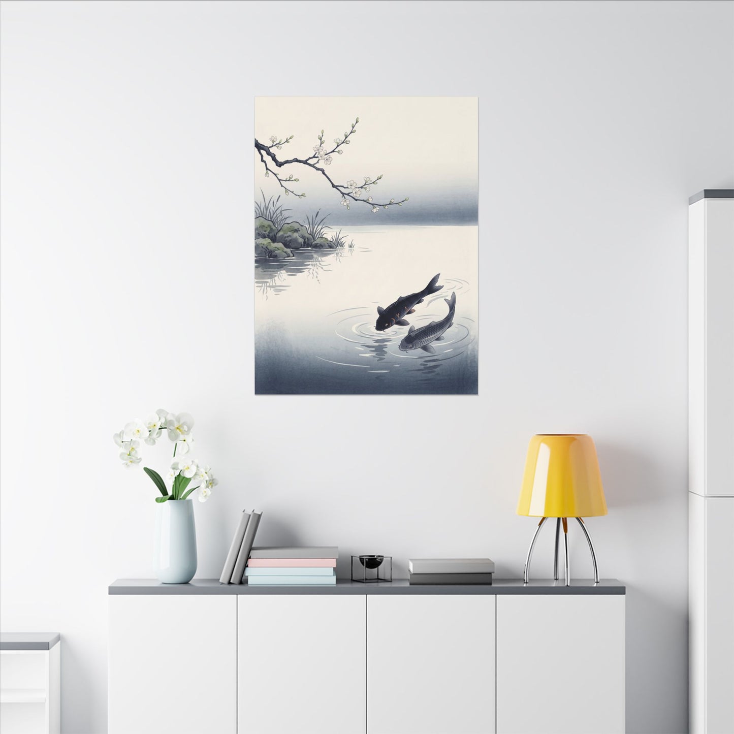 Ma Koi Pond Canvas Art - Zen Ukiyo E Inspired