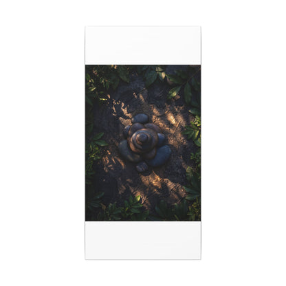 Ma River Stones Canvas Art - Dark Japandi Dark Texture