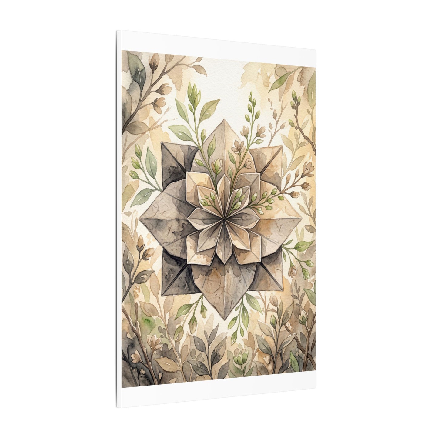 Warm Paper Fold Canvas Art - Watercolor Japandi