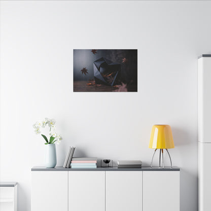 Dark Japandi Paper Fold in Dawn | Shadow Zen Canvas Art