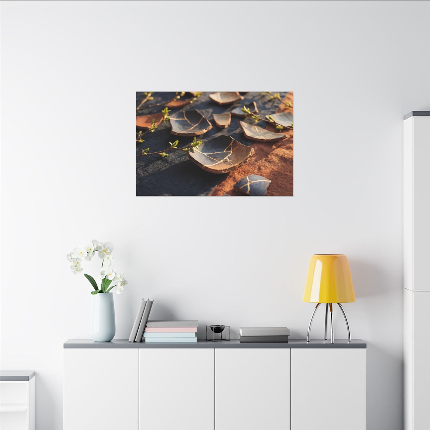 Spring Broken Pottery Gold Vein Canvas Art | Philosophical Decor