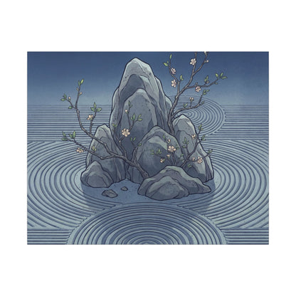 Spring Rock Garden Ukiyo E Inspired Canvas Art | Tranquil Decor