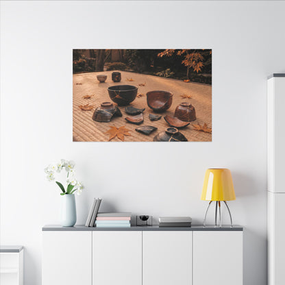 Golden Hour Tea Ceremony Canvas Art - Kintsugi Shibui