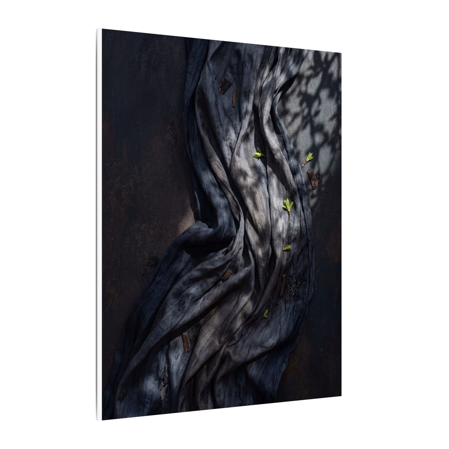 Seijaku Silk Drape Canvas Art - Dark Japandi Dark Texture