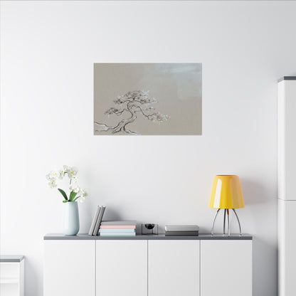 Pine Tree Minimal Line Canvas Art | Warm Japandi Art