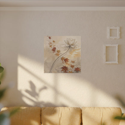 Lotus Flower Canvas Art | Autumn Japandi Minimal Line Art