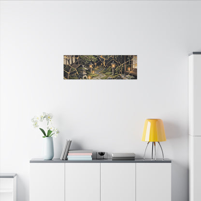 Kintsugi Moonlit Garden in Candlelight | Gold Vein Canvas Art