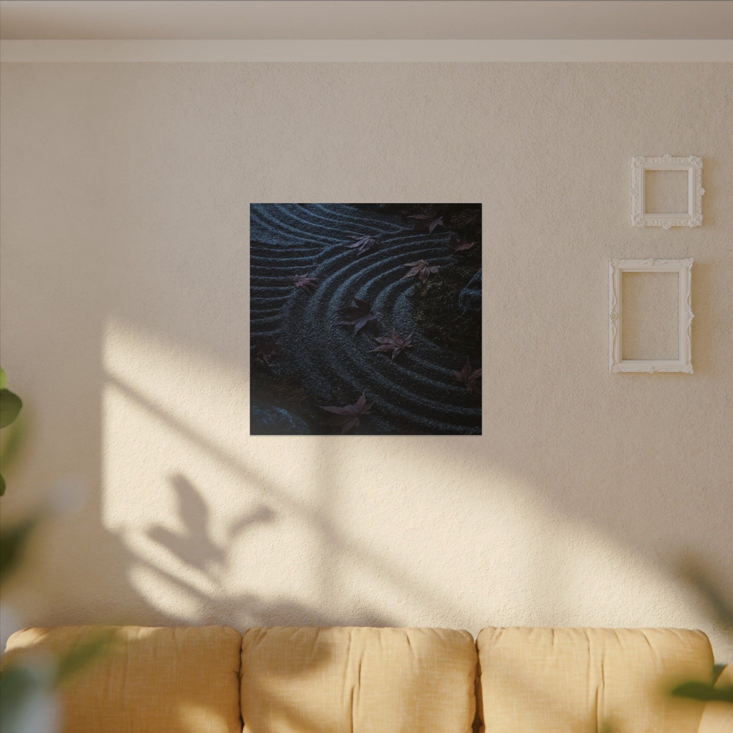 Rock Garden Canvas Art | Autumn Dark Japandi Dark Texture Art