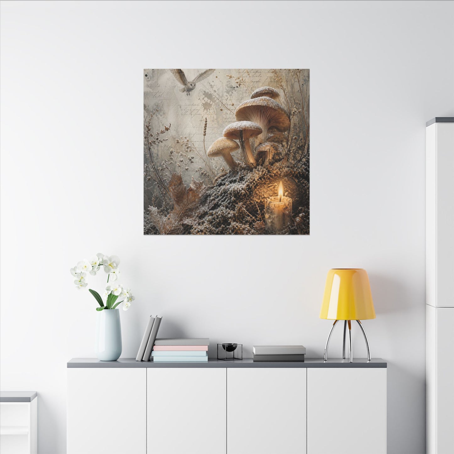 Wild Mushrooms Texture Canvas Art | Elegant Japandi Art
