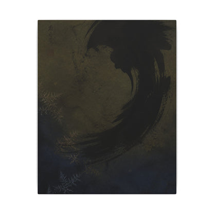 Seijaku Ink Brushstroke Canvas Art - Dark Japandi Moody Minimal