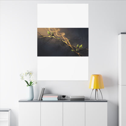 Spring Incense Smoke Gold Vein Canvas Art | Healing Decor