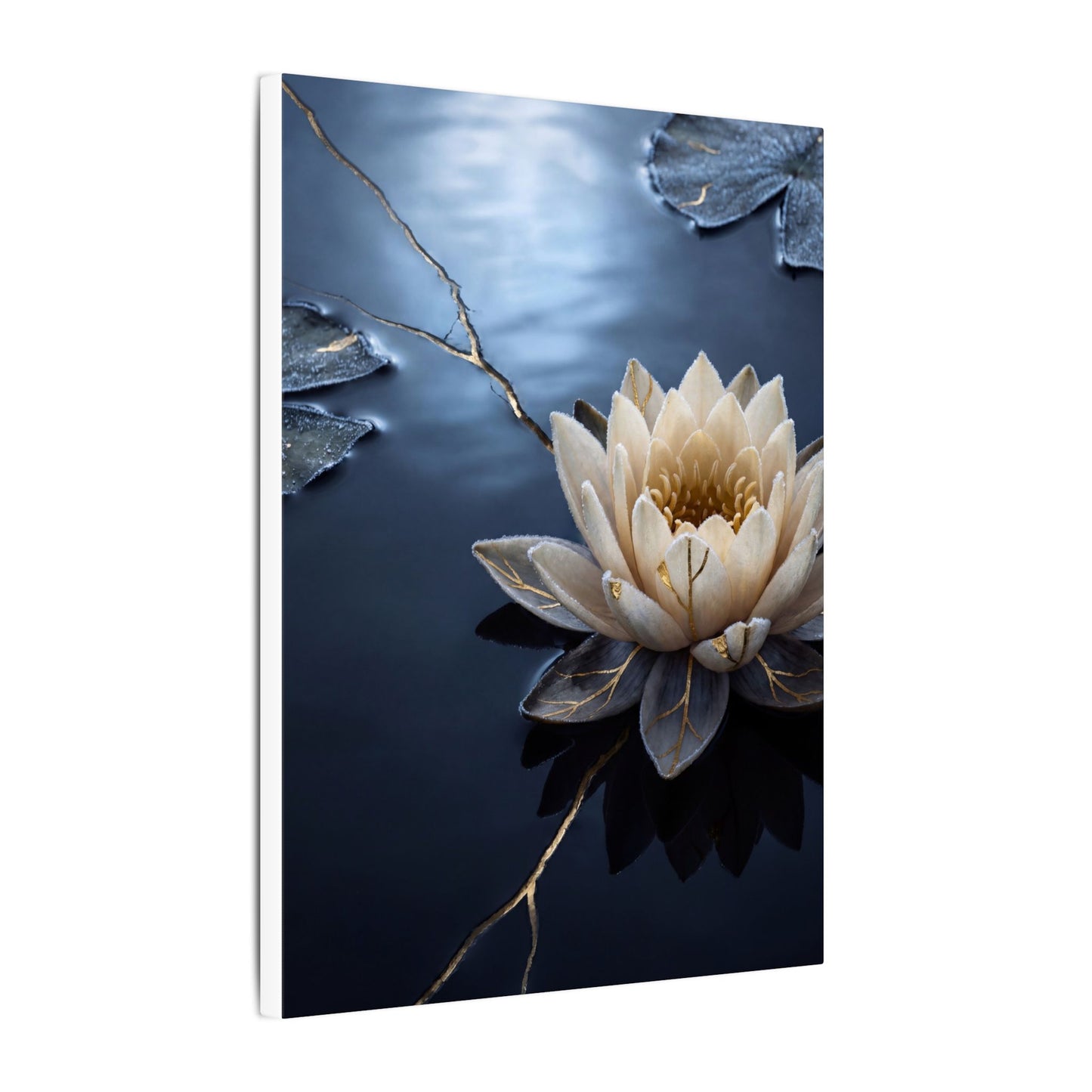 Beautiful Lotus Flower Canvas Art - Gold Vein Kintsugi
