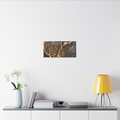 Mono No Aware Rust Patina Canvas Art - Kintsugi Gold Repair