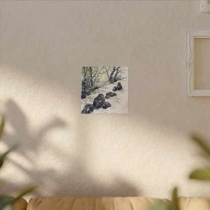 Dappled Rock Garden Canvas Art - Zen Mono No Aware