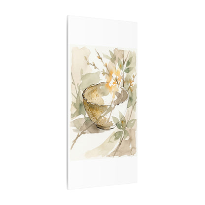 Spring Ceramic Bowl Watercolor Canvas Art | Neutral Decor