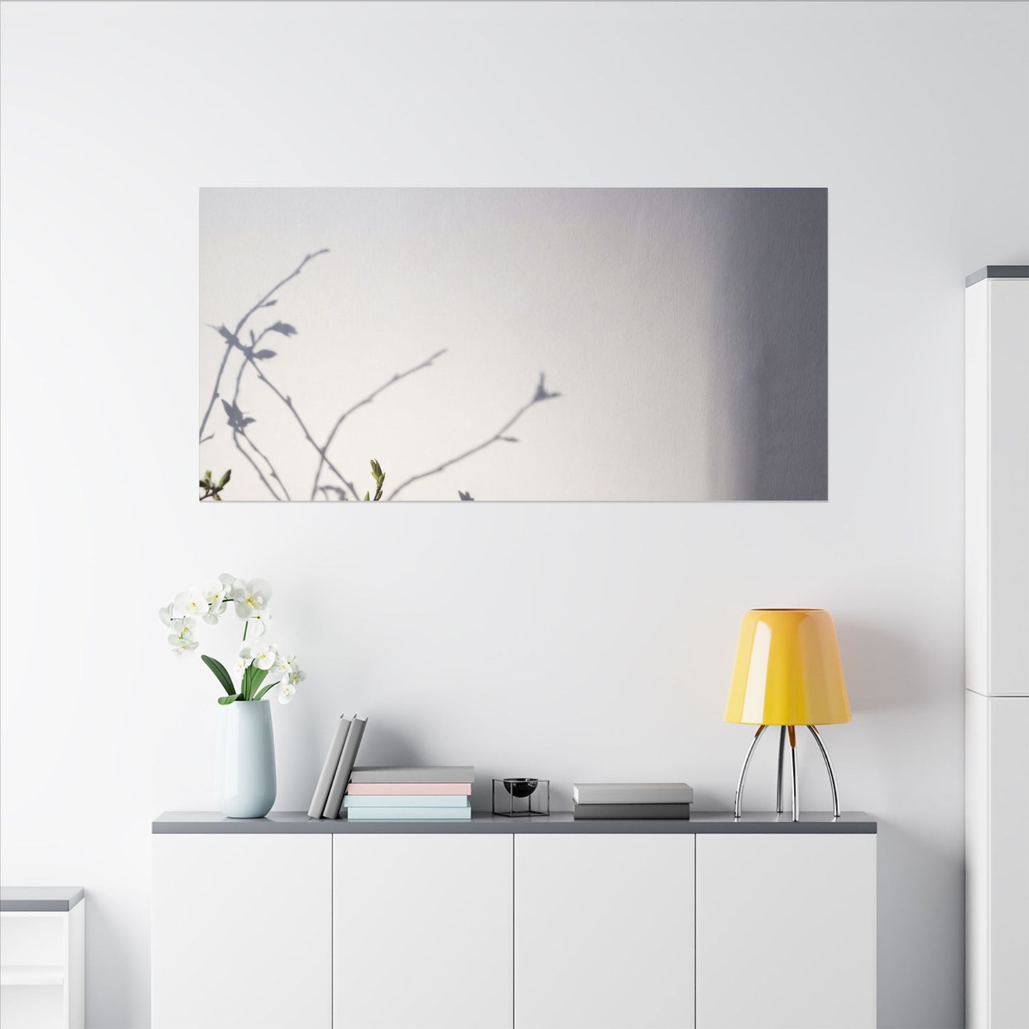 Japandi Shadow Play in Dawn | Japanese Pattern Canvas Art