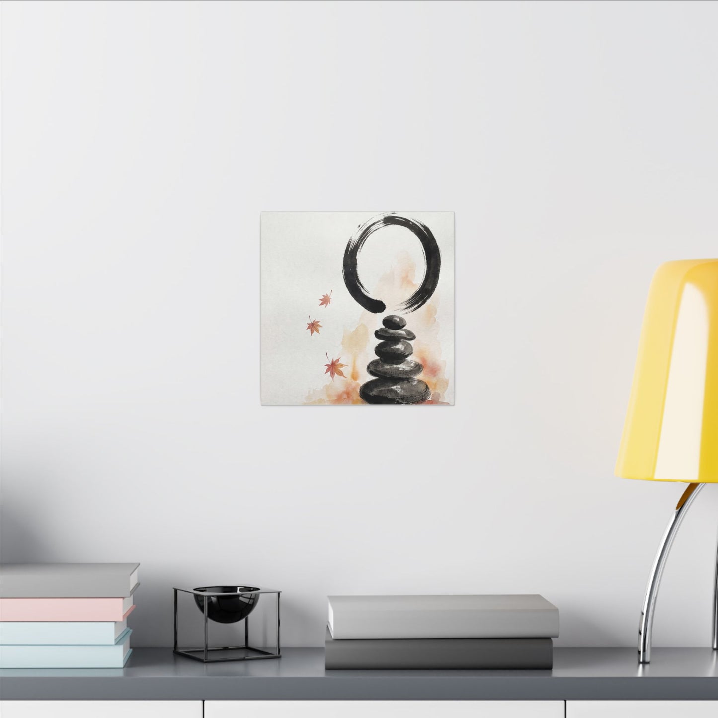 River Stones Canvas Art | Autumn Zen Enso Art