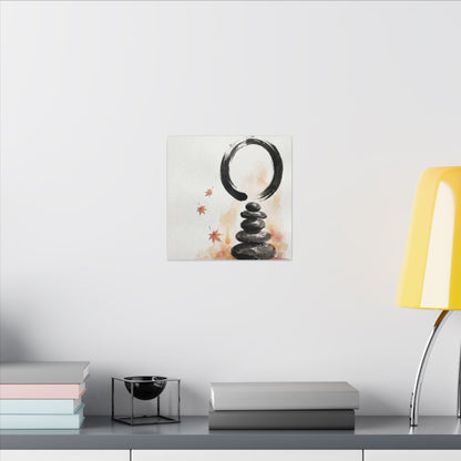 River Stones Canvas Art | Autumn Zen Enso Art