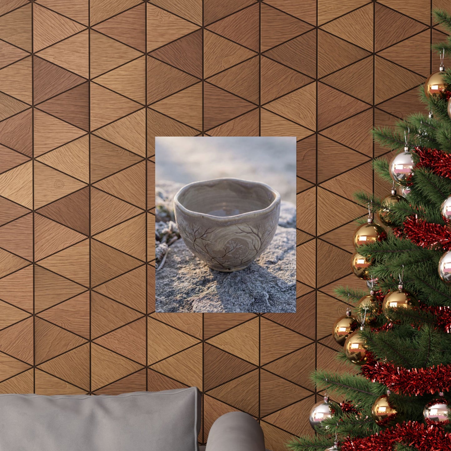 Japandi Ceramic Bowl in Dawn | Japanese Pattern Wall Art Print