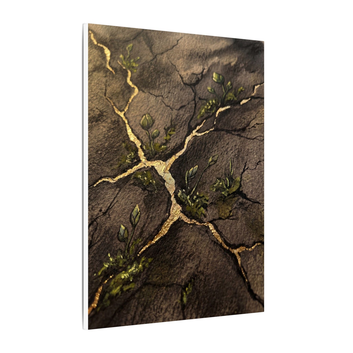 Spring Cracked Earth Charcoal Ink Canvas Art | Luxurious Decor