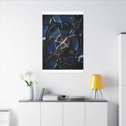 Moonlight Broken Pottery Canvas Art - Kintsugi Fukinsei