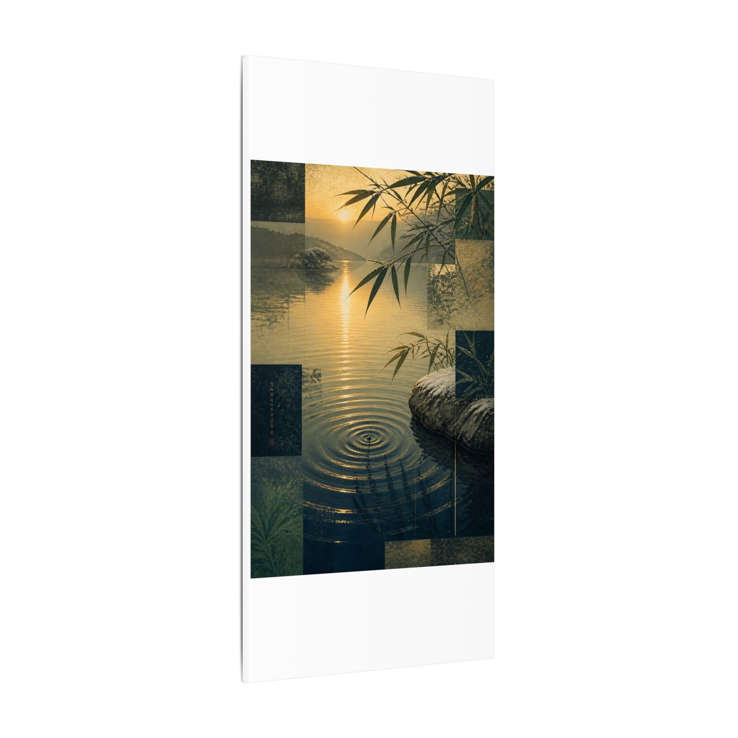 Zen Water Ripple in Golden Hour | Ukiyo E Inspired Canvas Art