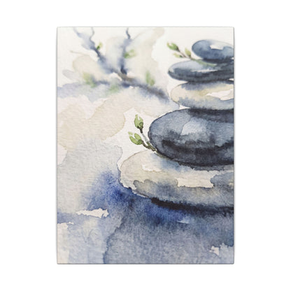 River Stones Watercolor Canvas Art | Cozy Japandi Art