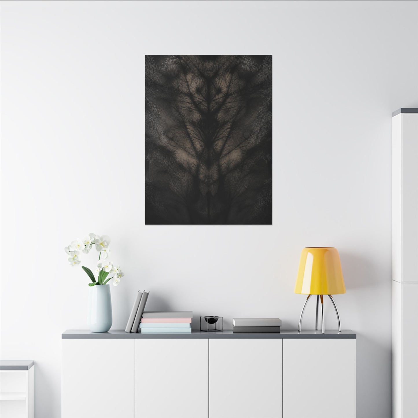 Seijaku Shadow Play Canvas Art - Dark Japandi Charcoal Ink